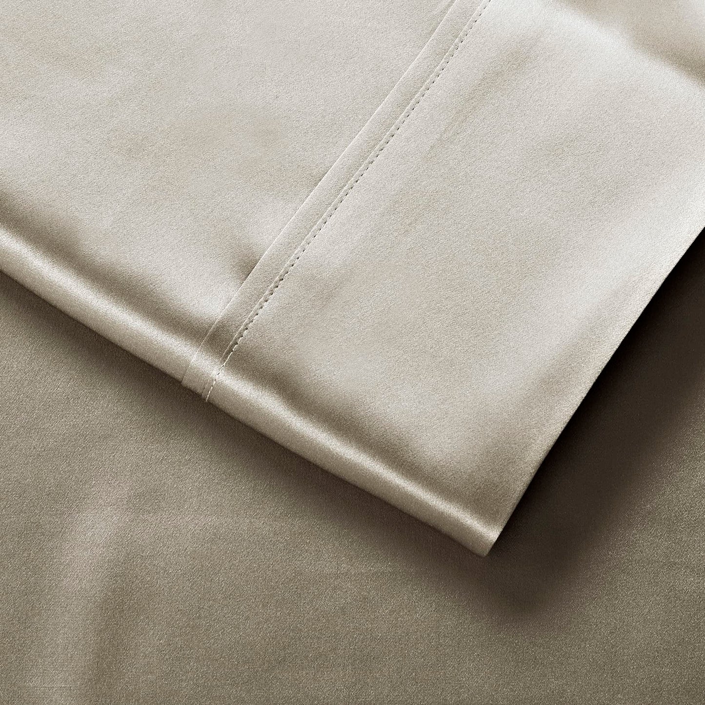 Lanest Housing Silk Satin Sheets, Full Size Satin Bed Sheet Set with Deep Pockets, Cooling Soft and Hypoallergenic Satin Sheets Full - Taupe