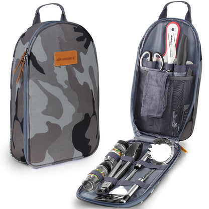 Camp Kitchen Cooking Utensil Set Travel Organizer Grill Accessories Portable Compact Gear for Backpacking BBQ Camping Hiking Travel Cookware Kit Water Resistant Case