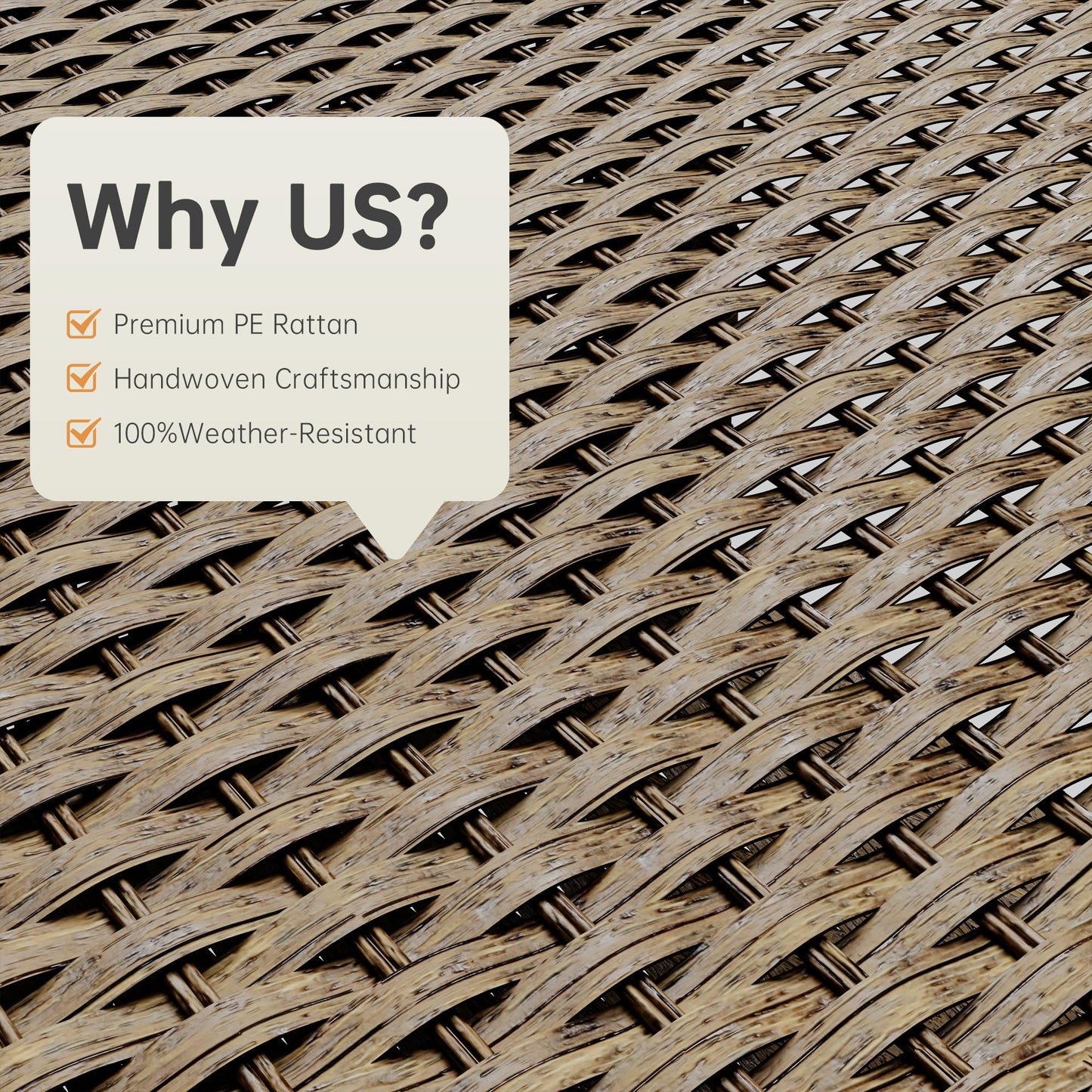 LHBcraft Balcony Furniture 5 Piece Patio Conversation Set, PE Wicker Rattan Outdoor Lounge Chairs with Soft Cushions 2 Ottoman&Glass Table for Porch, Lawn