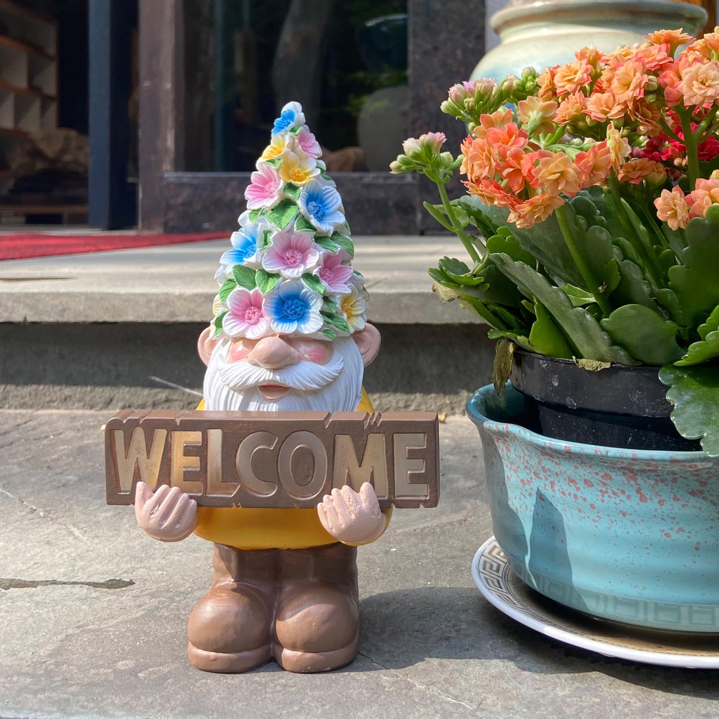 FESTGLOX Solar Garden Gnome Statue with Light, Solar Gnomes Decorations for Yard Outdoor Welcome Gnome Decor for Patio Gnome Mom Gift