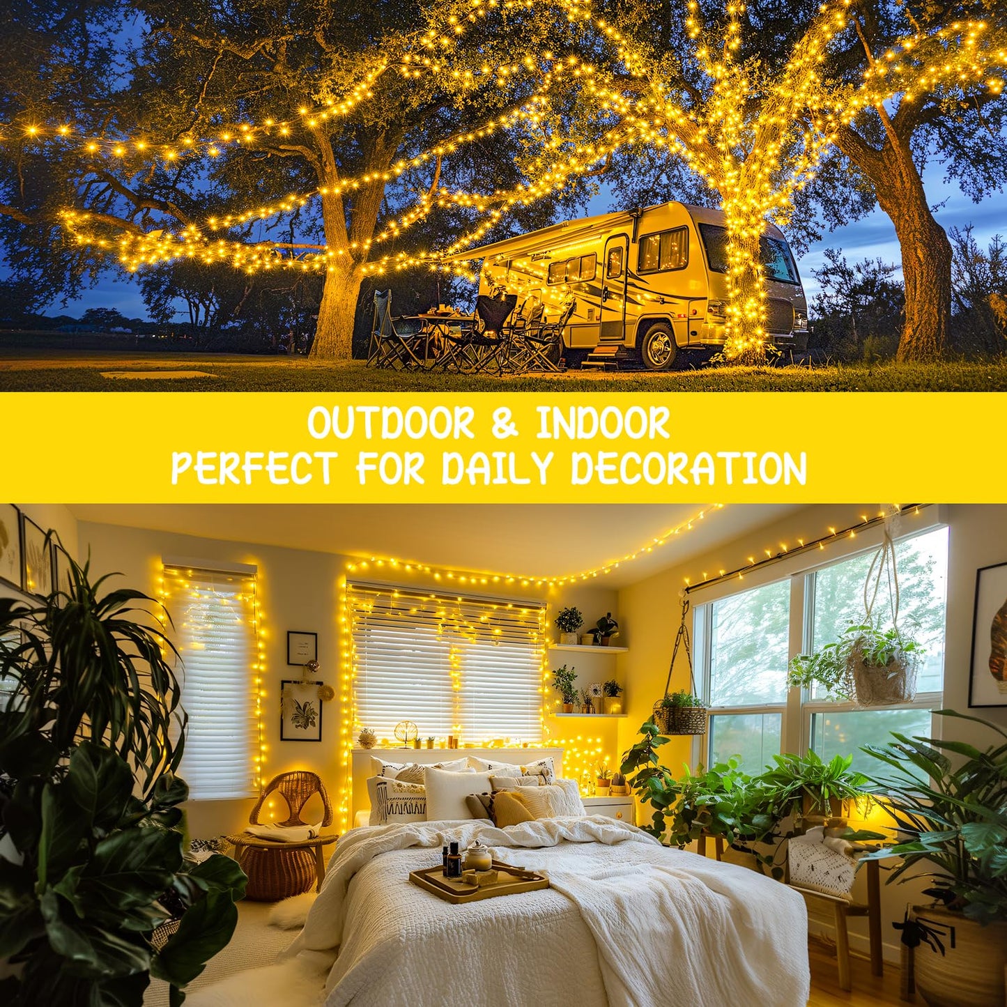 JMEXSUSS 2 Pack Battery Operated String Lights with Remote Outdoor Indoor, Total 66ft 200 LED Twinkle Fairy Lights Battery Operated for Classroom Bedroom Tree Party Wedding Christmas Decor(Warm White)