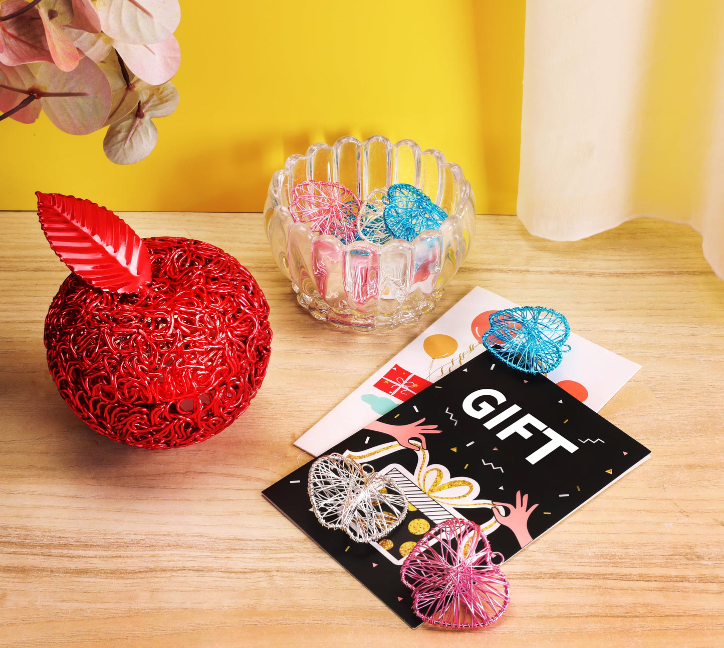 Artisan Handwoven Metal Rattan Apple Basket,Farmhouse Boho Table Centerpiece,Outdoor Kitchen Decor,Christmas Wedding Gift,Jewelry Organizer,Candy Jar,Patio Party Accent,Teacher Appreciation Keepsake