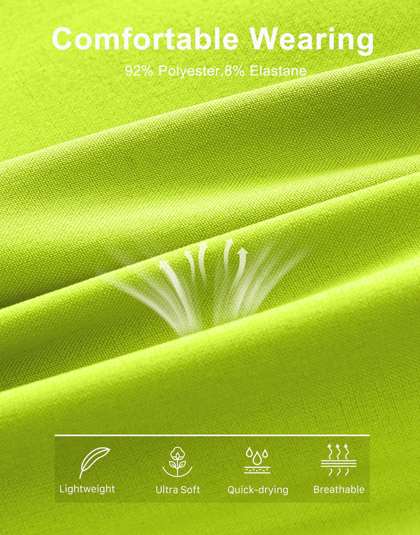 G Gradual Running Shorts for Men 3 Inch Lighweight Quick Dry Workout Gym Athletic Jogging Shorts with Inner Key Pocket, Fluorescent Green, Large