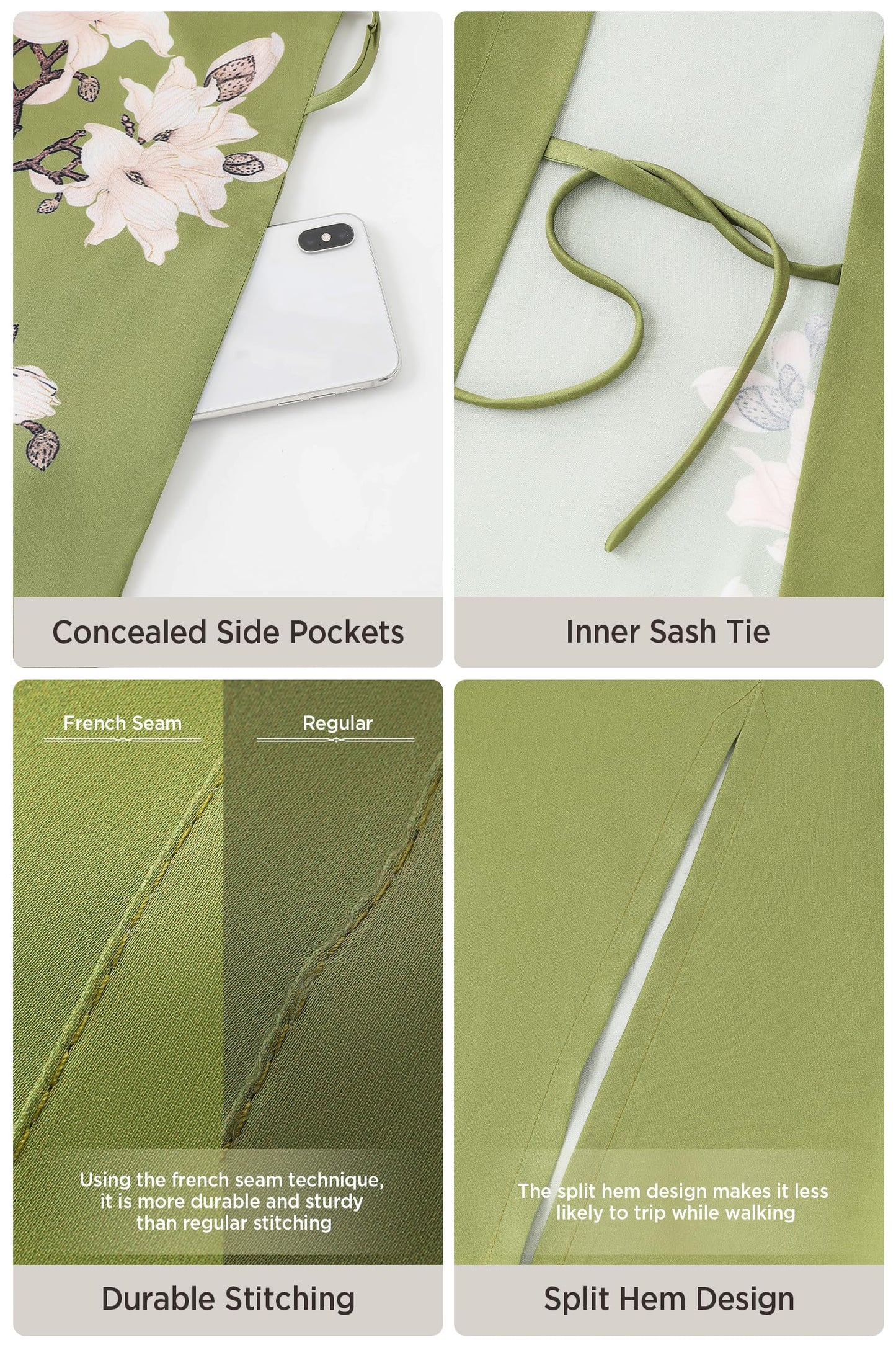 BABEYOND Kimono Robe Cover up with Box Long Floral Satin Sleepwear Silky Bathrobe Bachelorette Robe