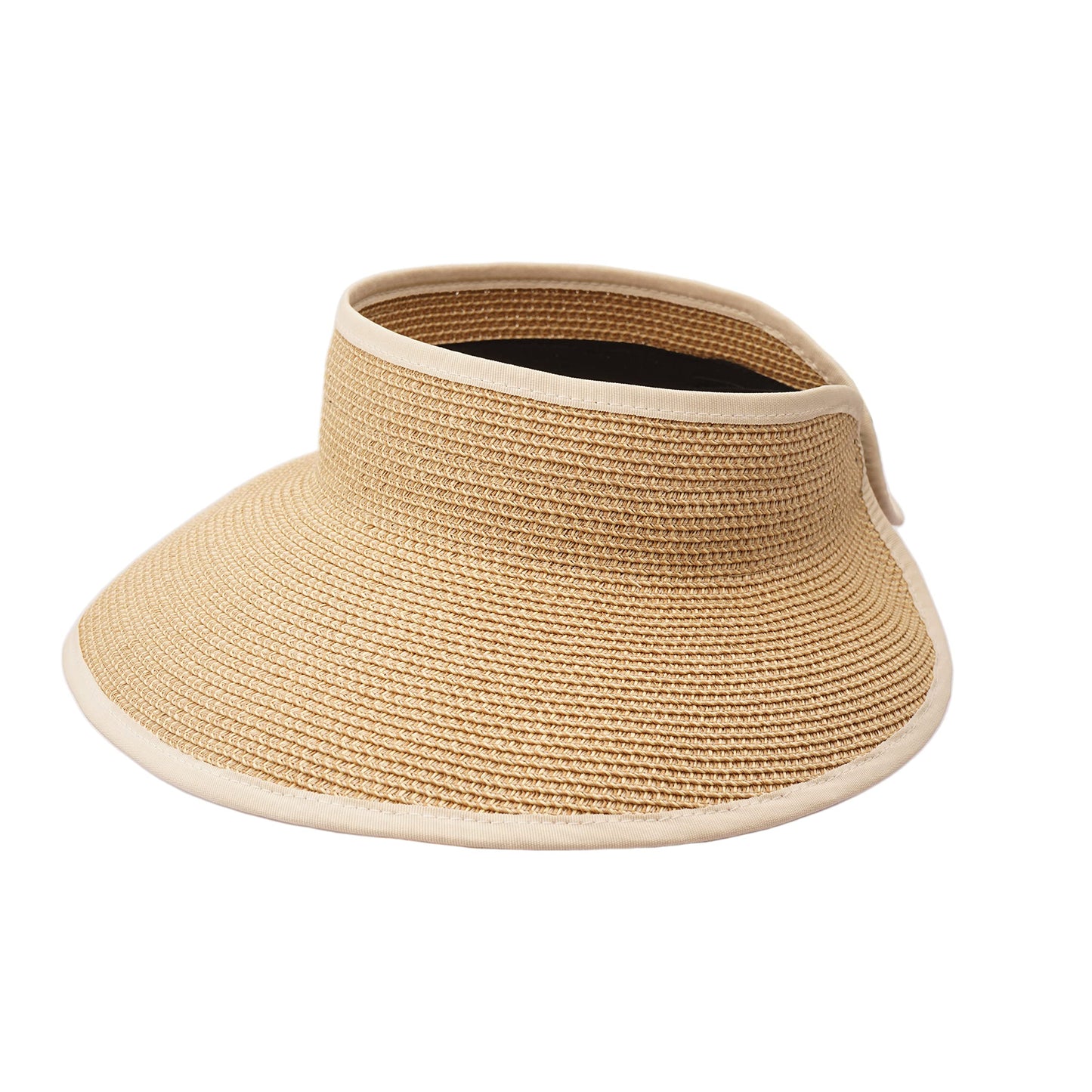 Joywant Womens Sun Visor Hats, Packable Wide Brim Ponytail Beach Hat Straw Visor Summer Beach Vacation Essentials for Womens