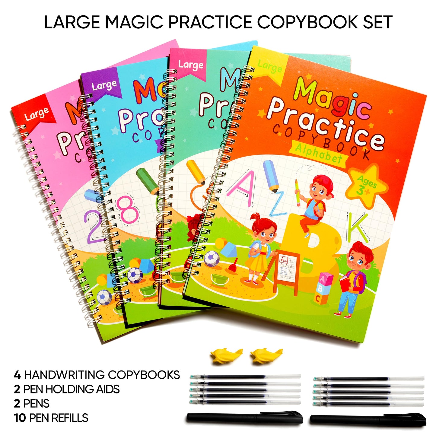 Nirvend Large Magic Practice Copybook,Grooved Writing Books for Kids ages 3-8,Preschool Learning Activities,Handwriting Practice for Kids (10.2x7.5in)