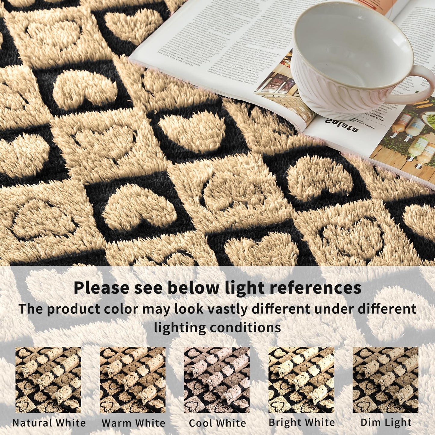 FY FIBER HOUSE Throw Blankets with Heart Checkered,Soft Warm Blankets for Lover Mom Father Gifts,Washable Lightweight Fuzzy Blanket for Couch Sofa Bed Office All Season(Black Brown,50"x60"