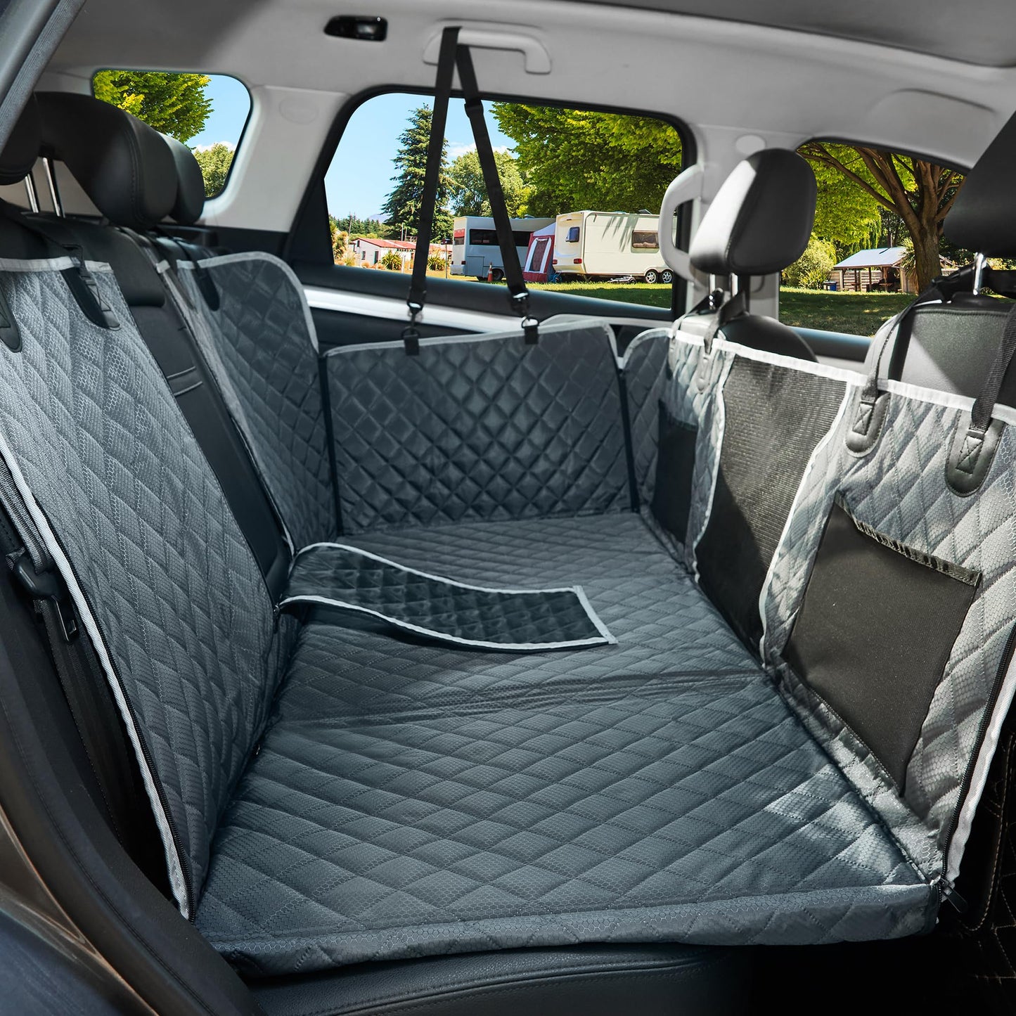 ANOSOSPECIAL Back Seat Extender,Dog Car Seat Cover,Waterproof Pet Hammock Travel Bed,Durable Camping Air Mattress,Non Inflatable Car Bed Mattress Easy Clean for Car SUV Truck (Grey)