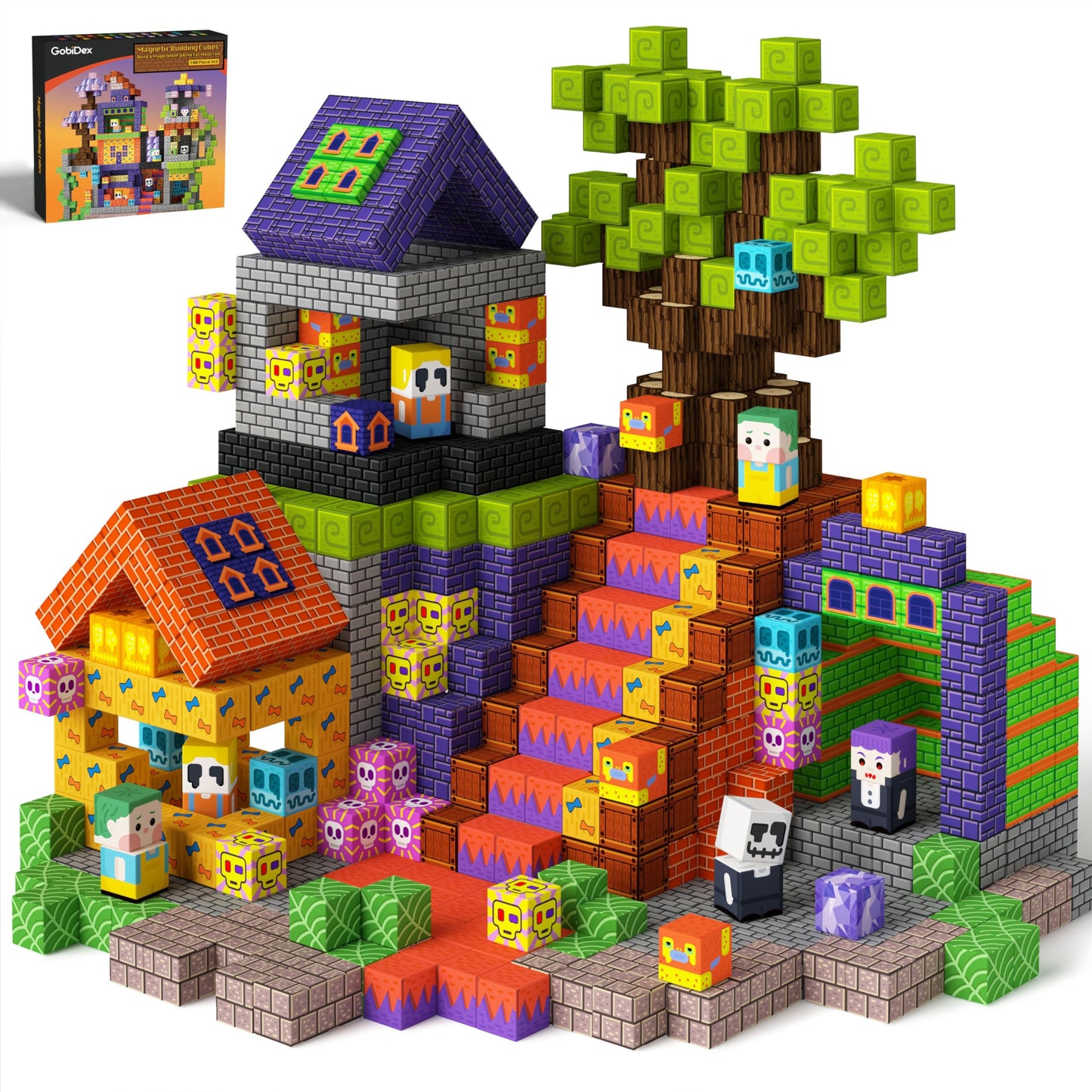 GobiDex 100PCS Magnetic Building Blocks Game-Based Build Magwonder World with Magnet Construction Toys STEM Sensory Gift for Boys Girls Birthday