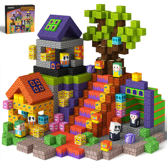 GobiDex 100PCS Magnetic Building Blocks Game-Based Build Magwonder World with Magnet Construction Toys STEM Sensory Gift for Boys Girls Birthday