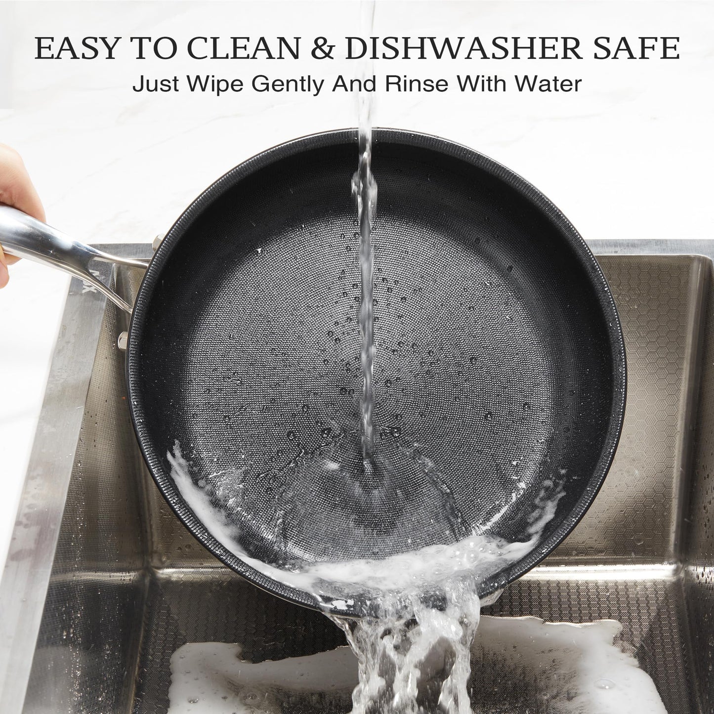 KITEXPERT Non Stick Frying Pans Set, Titanium Ceramic Pan with Lids, Nonstick Skillet Stainless Steel, PFAS PFOA & PTFE Free, Dishwasher & Oven Safe, All Cooktops Compatible, 3 Piece (8, 10, 12")