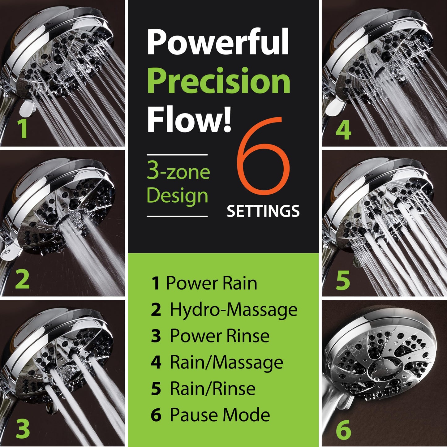 AquaDance For California High Pressure 6-Setting 3.5" Chrome Face Handheld Shower with Hose for Ultimate Shower Experience! Officially Tested to Meet Strict US Quality & Performance Standards!
