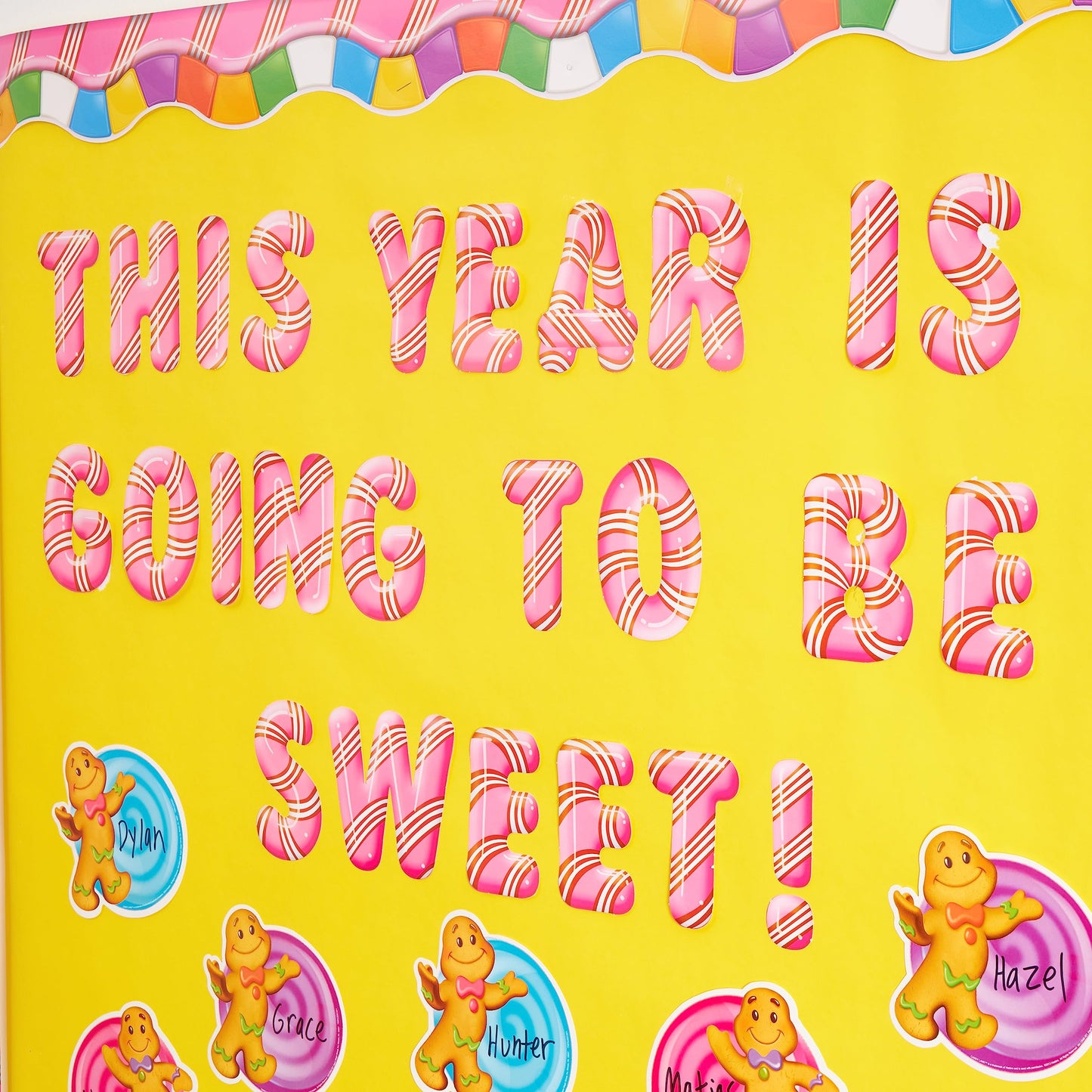 Eureka Candy Land 4-inch Peppermint Stripes Deco Letters, PinkEU-845155