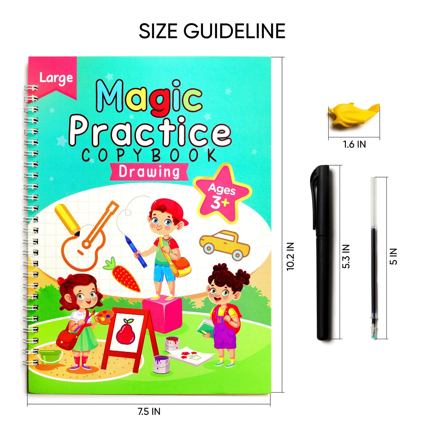 Nirvend Large Magic Practice Copybook,Grooved Writing Books for Kids ages 3-8,Preschool Learning Activities,Handwriting Practice for Kids (10.2x7.5in)