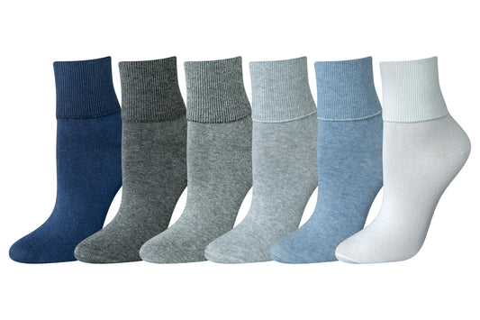Amazon Essentials Women's Lightweight Turn Cuff Socks, 6 Pairs, Basic Colors, 8-12