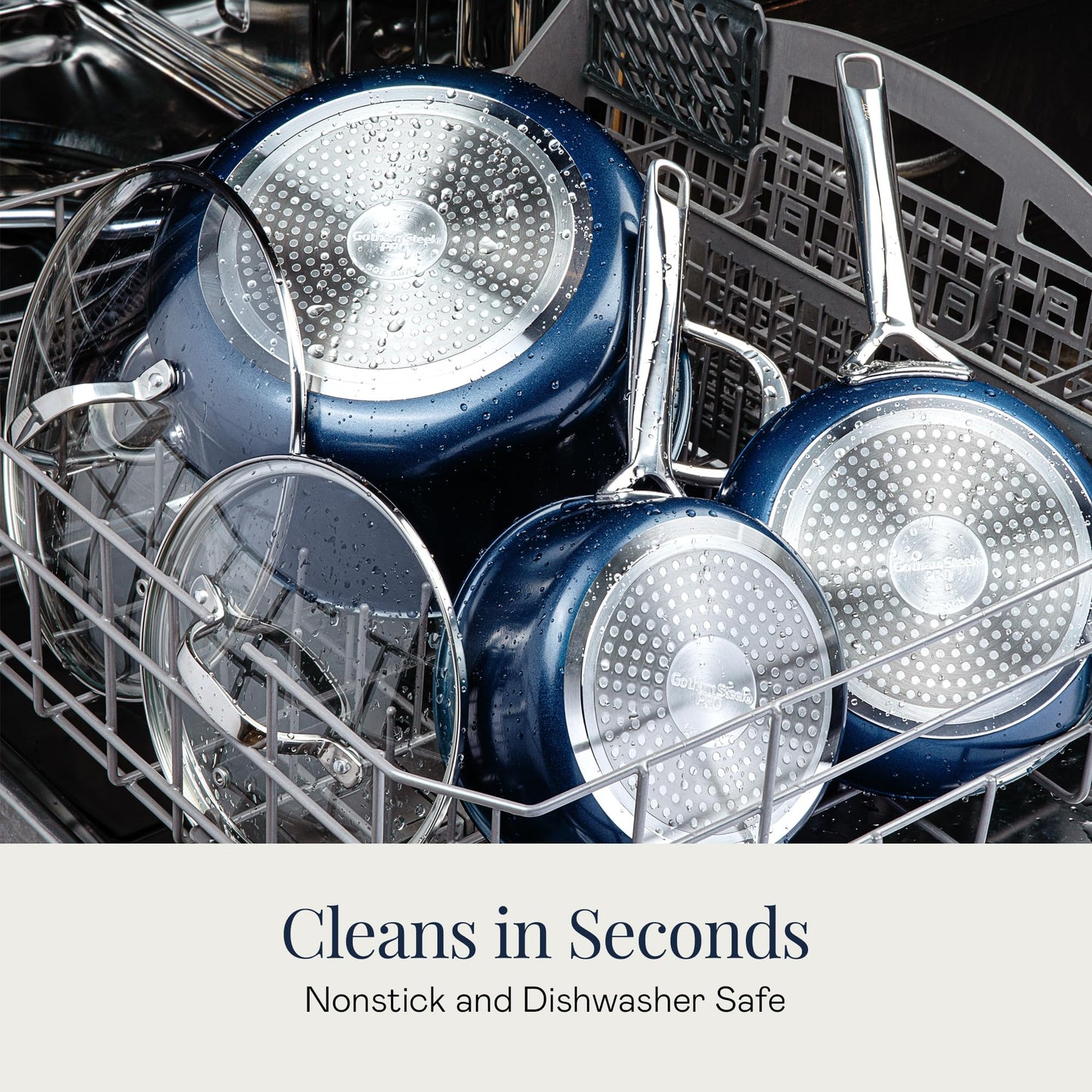 GOTHAM STEEL PRO 13 Pc Ceramic Cookware Set Nonstick, Pots and Pans Set Non Stick for Kitchen, Hard Anodized Induction Cookware, Non Toxic Made Without PFOA PFOS, Oven & Dishwasher Safe – Navy Blue