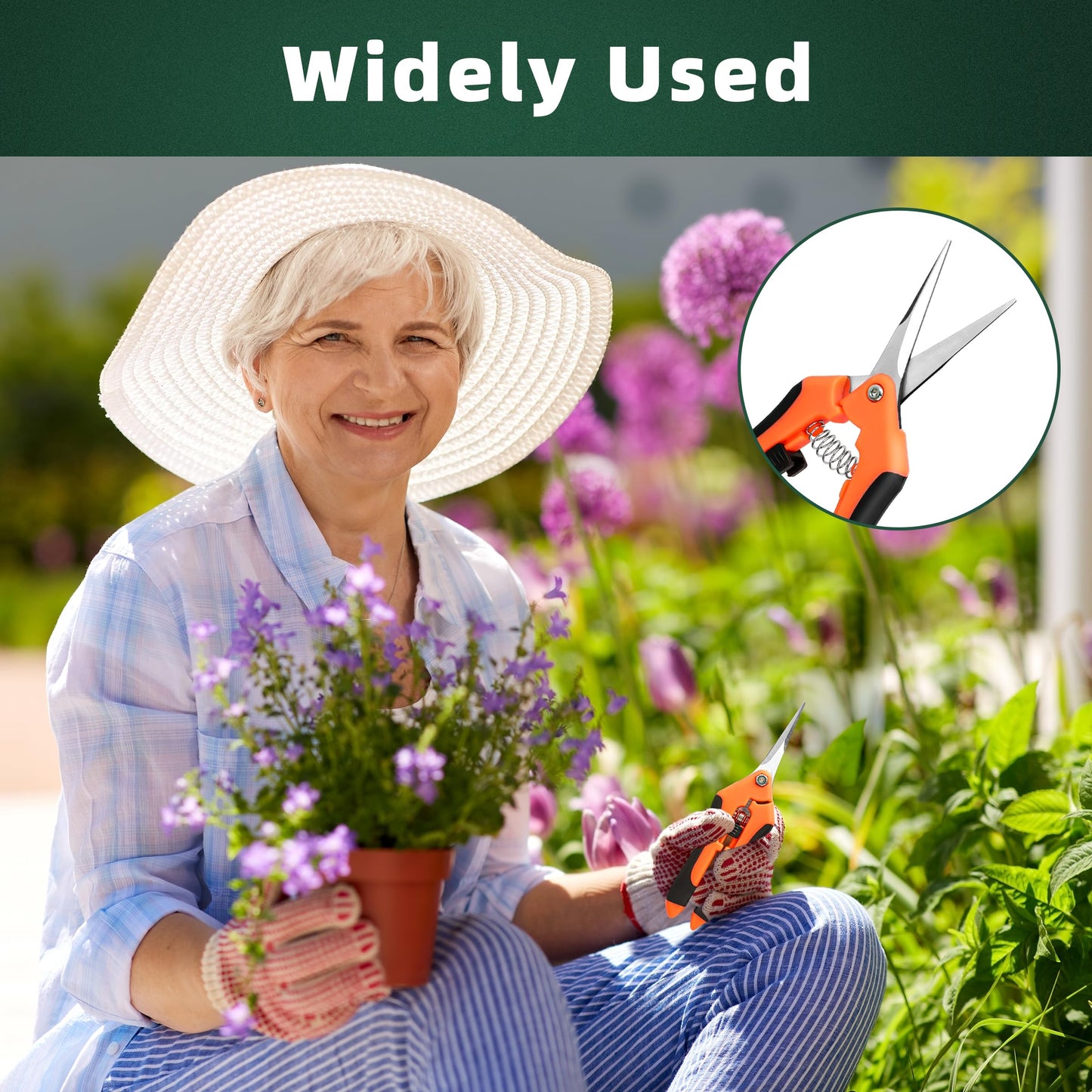 EWPJDK 3-Pack Stainless Steel Pruning Shears, Pruning Snips and Clippers for Gardening