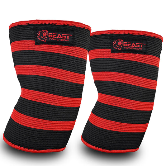 Elbow Sleeve (Pair) Dual-Ply Elbow Support & Compression for Powerlifting Weightlifting Heavy Bench Press Men & Women (Black/Red, Large)