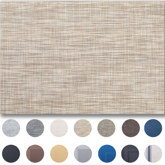 Placemats Set of 4 - Easy Clean Woven Vinyl Placemats for Dining Table, Indoor/Outdoor Place Mats, Washable PVC Table Mats（Caramel）