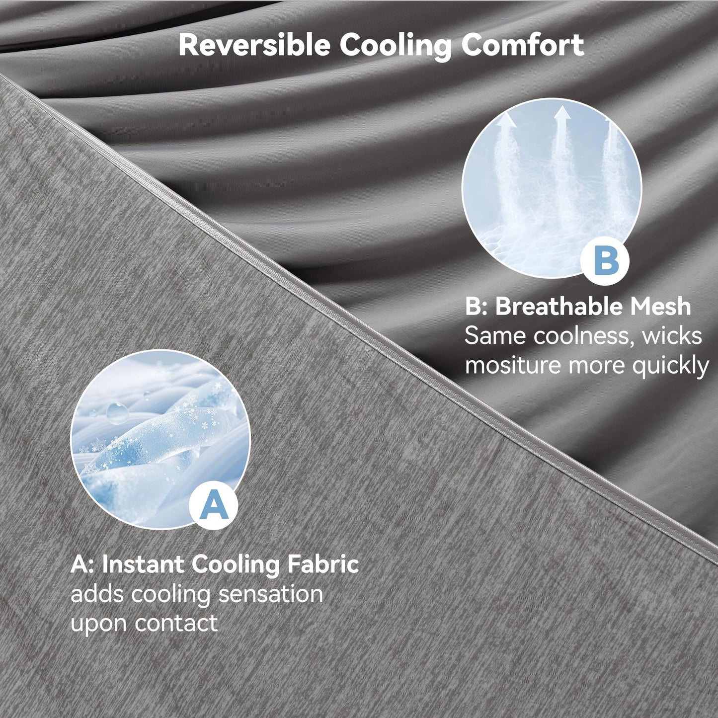 DouxDosy Cooling Blanket for Hot Sleepers - Summer Blanket Thin Lightweight for Bed, Q-Max>0.4, Breathable, Double-Sided, Absorbs Heat to Keep Body Cool from Night Sweats, 90"x90" Queen Size, Grey