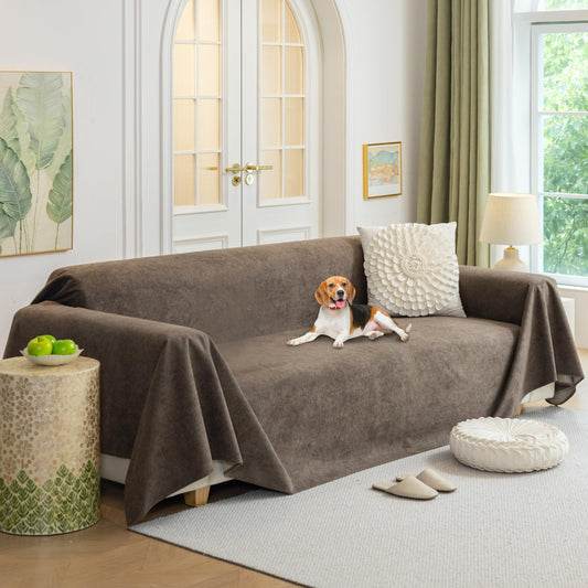 BEXTERN Non Slip Couch Cover for Dogs Washable L Shape Couch Covers Soft Sectional Sofa Cover for Cats Pets,Brown,71" X 118"