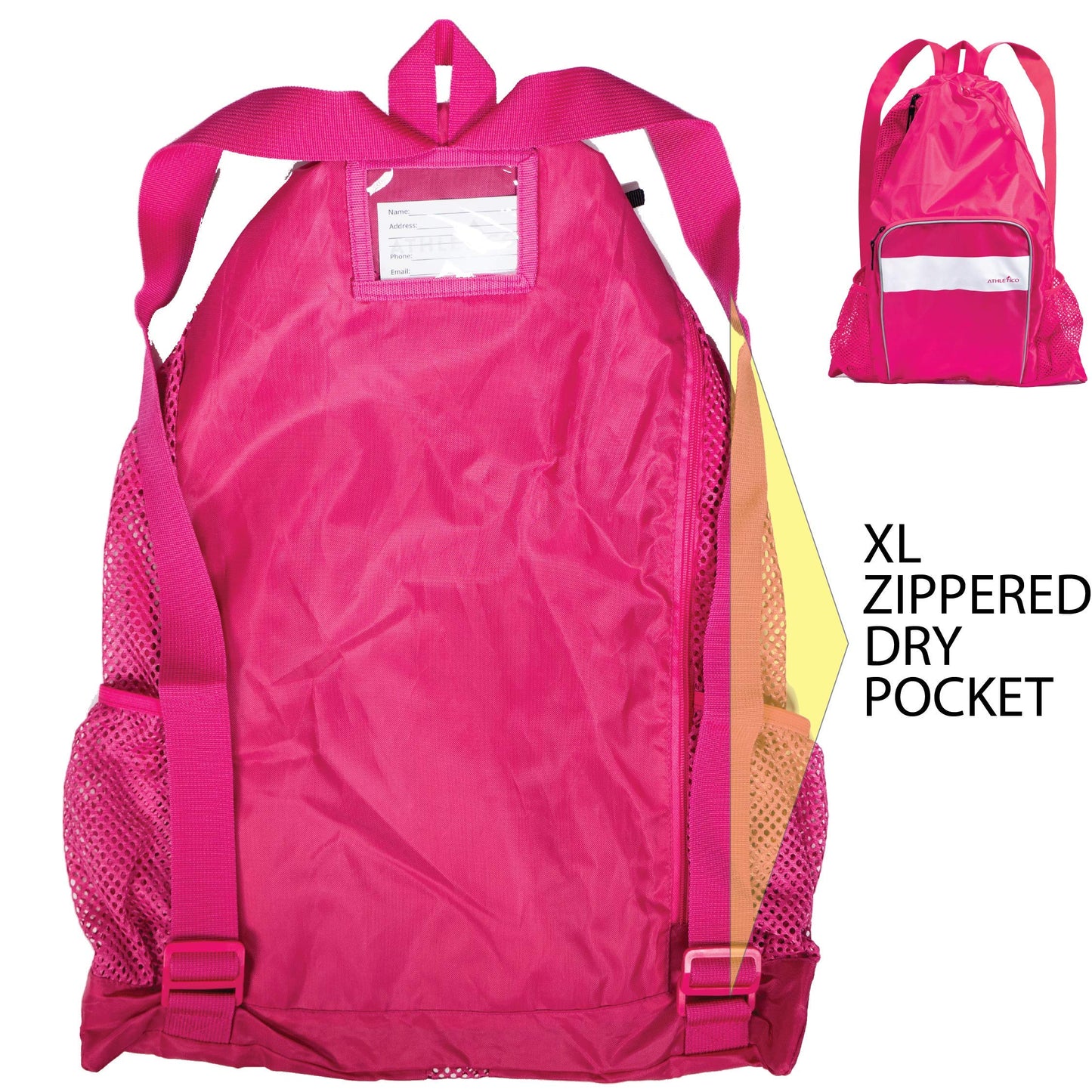 Athletico Mesh Swim Bag - Mesh Pool Bag With Wet & Dry Compartments for Swimming, the Beach, Camping and More (Pink)