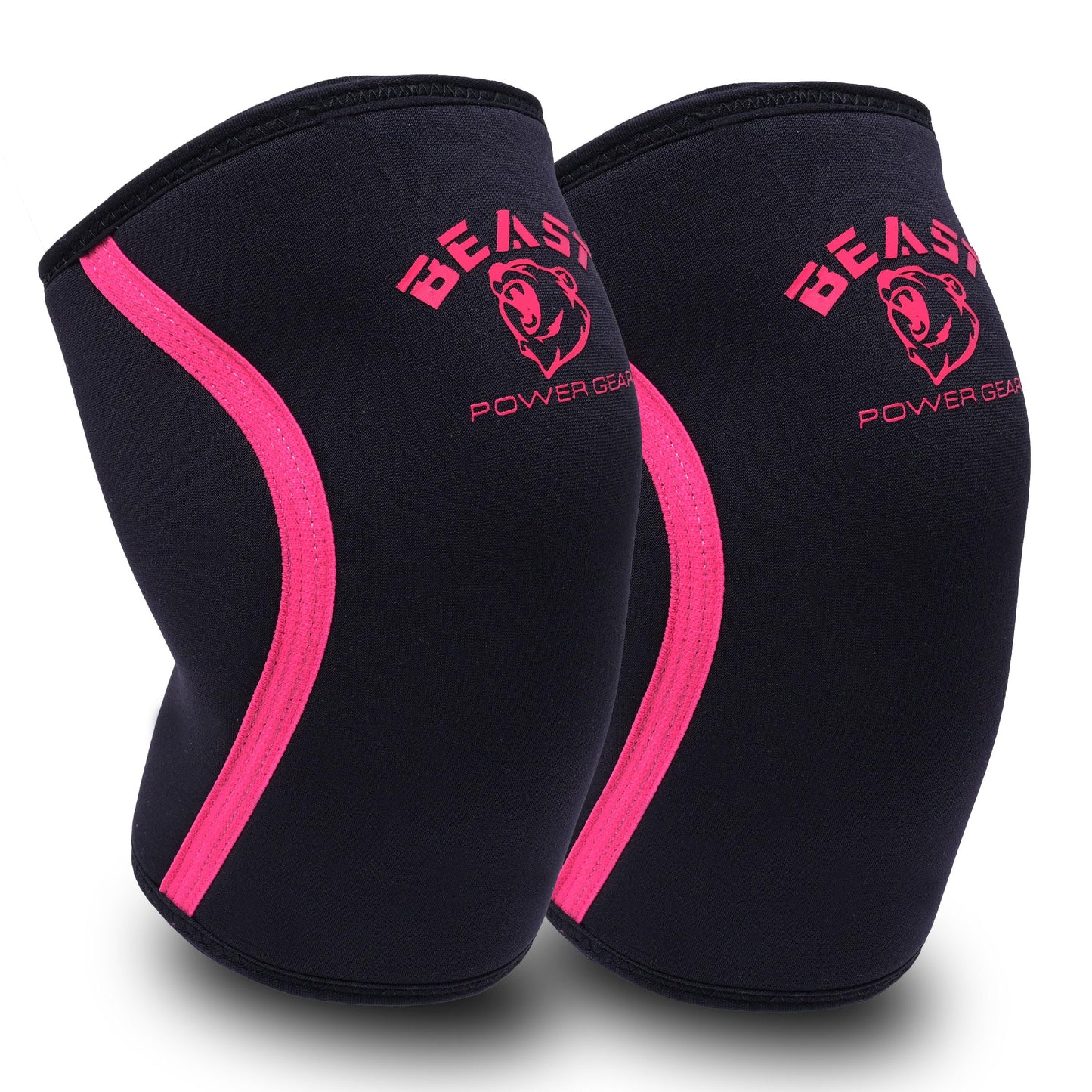 Beastpowergear Neoprene Compression Knee Sleeves 7MM Support for Squats, Gym CrossFit Training, Powerlifting, Weightlifting, Wrestling for Men & Women (Black/Pink, Medium)