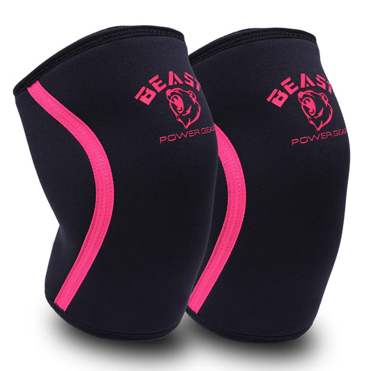 Beastpowergear Neoprene Compression Knee Sleeves 7MM Support for Squats, Gym CrossFit Training, Powerlifting, Weightlifting, Wrestling for Men & Women (Black/Pink, Medium)