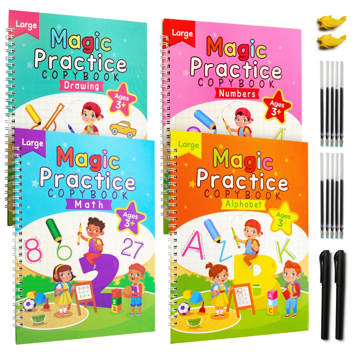 Nirvend Large Magic Practice Copybook,Grooved Writing Books for Kids ages 3-8,Preschool Learning Activities,Handwriting Practice for Kids (10.2x7.5in)