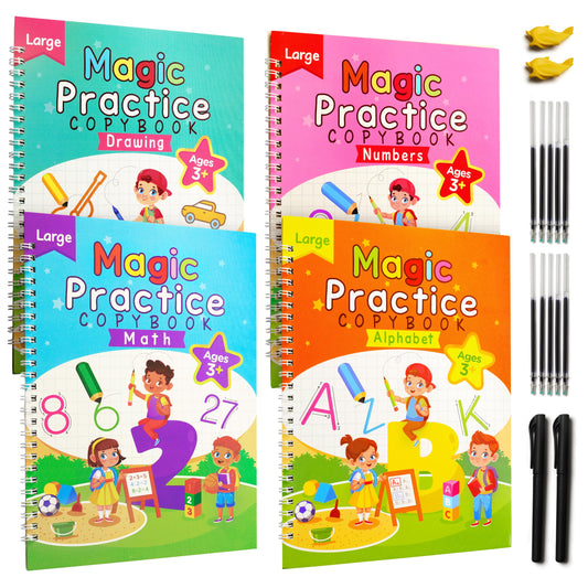 Nirvend Large Magic Practice Copybook,Grooved Writing Books for Kids ages 3-8,Preschool Learning Activities,Handwriting Practice for Kids (10.2x7.5in)