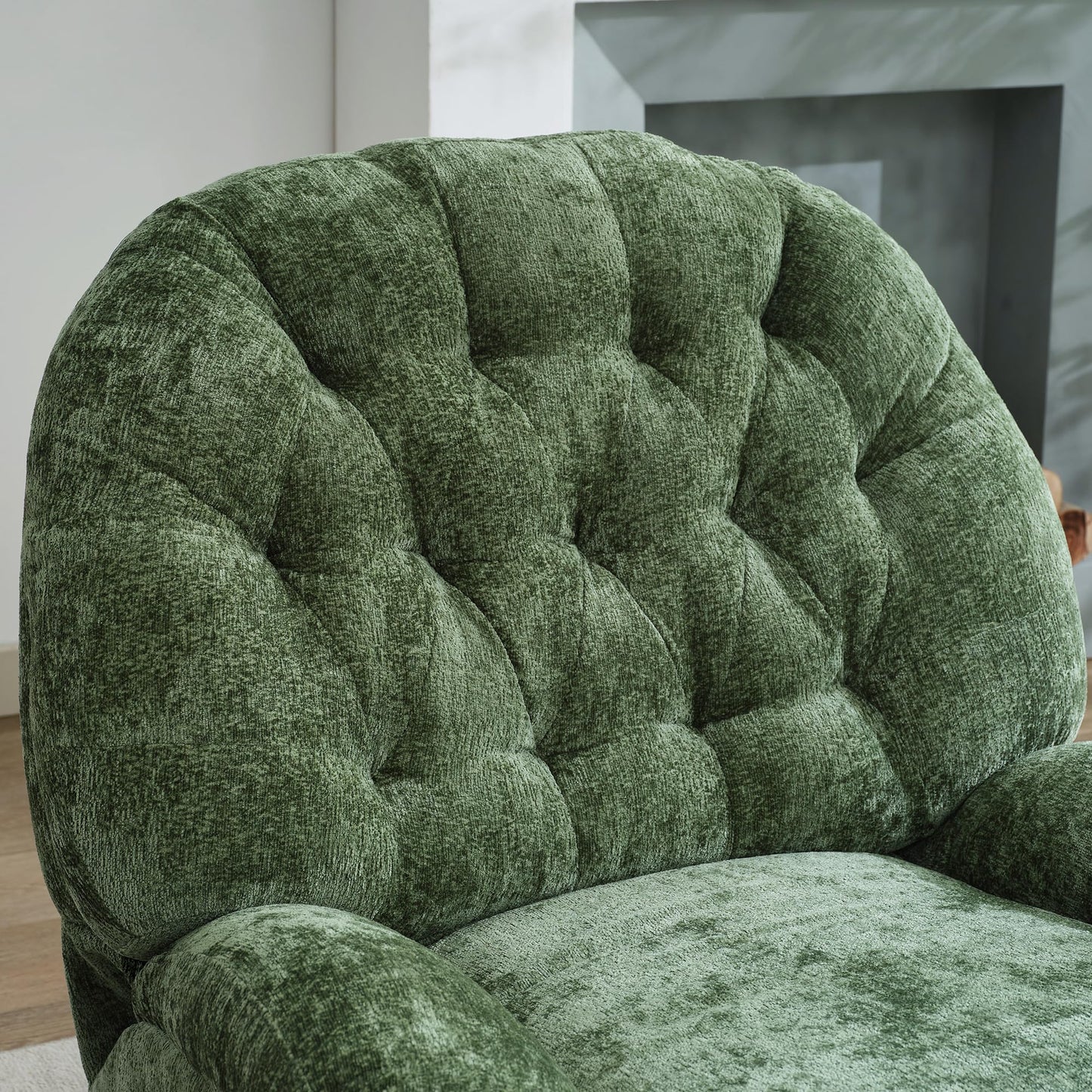 Immulize Oversized Swivel Rocker Recliner Chair with Phone Holder,Swivel Rocking Sofa,Large Recliner Glider Chair for Living Room,Bedroom,Chenille Fabric,Green