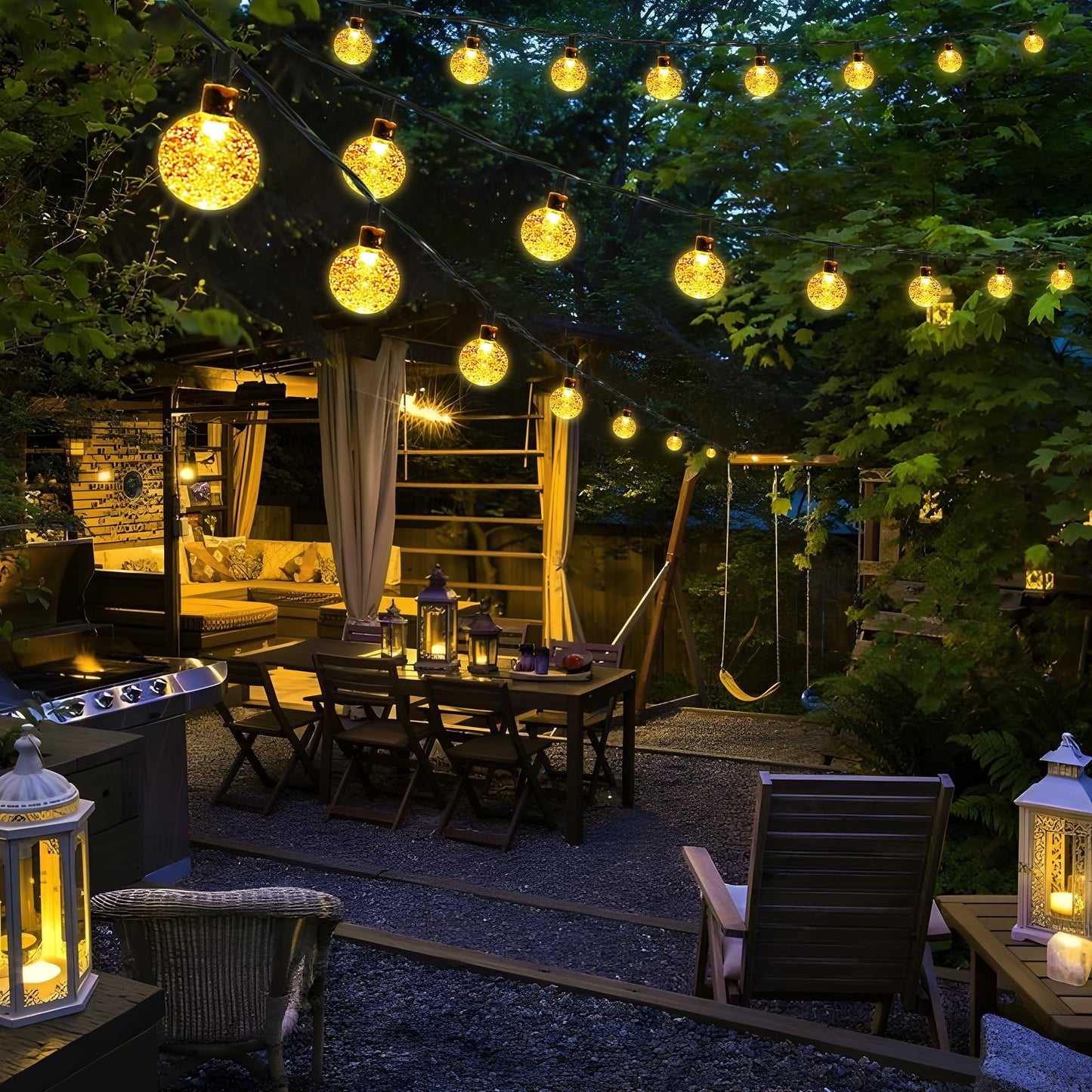 Joomer Solar String Lights Outdoor, 65FT 100LED Solar Globe String Lights 8 Lighting Modes, Waterproof Solar Powered Patio Light for Garden Yard Porch Wedding Party Outdoor Decoration (Warm White)