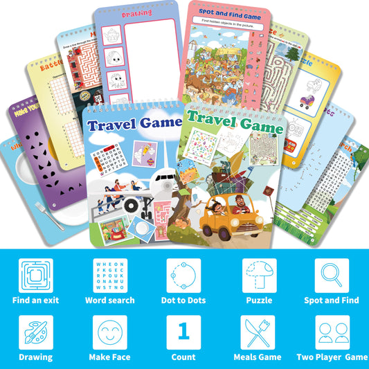 2 Pack Reusable Activity Game for Kids Ages 4-8, 8-12,Travel Games Include 56 Different Game,1-2 Players,Toy & Learning Tool for Road Trip Airplane Activity