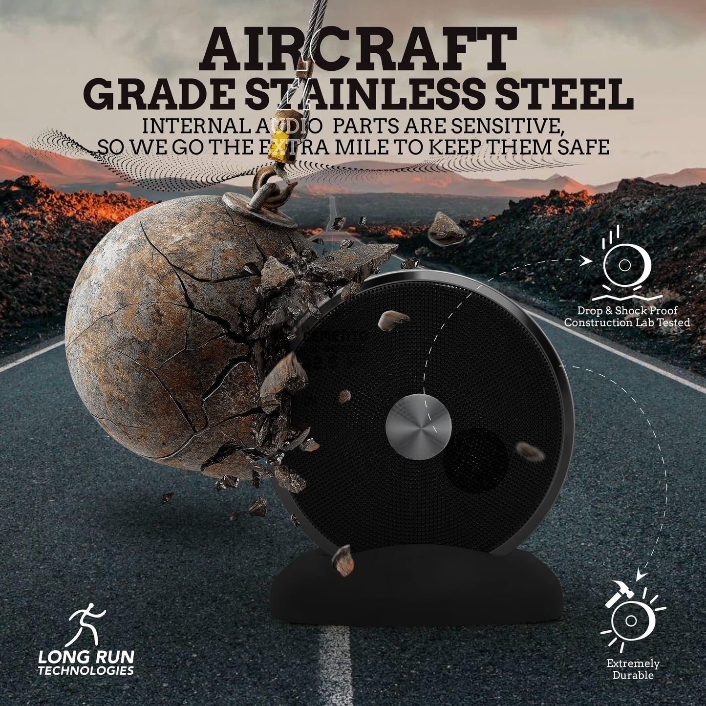 Bluetooth Speaker Set: Wireless Stereo Dual Pairing Portable Twin TWS System With Big Rich Bass Hi-Fi Multi-Room Indoor Outdoor Use Home Deck Pool Work Travel Party Camping Gift Decor Idea (Chrome)