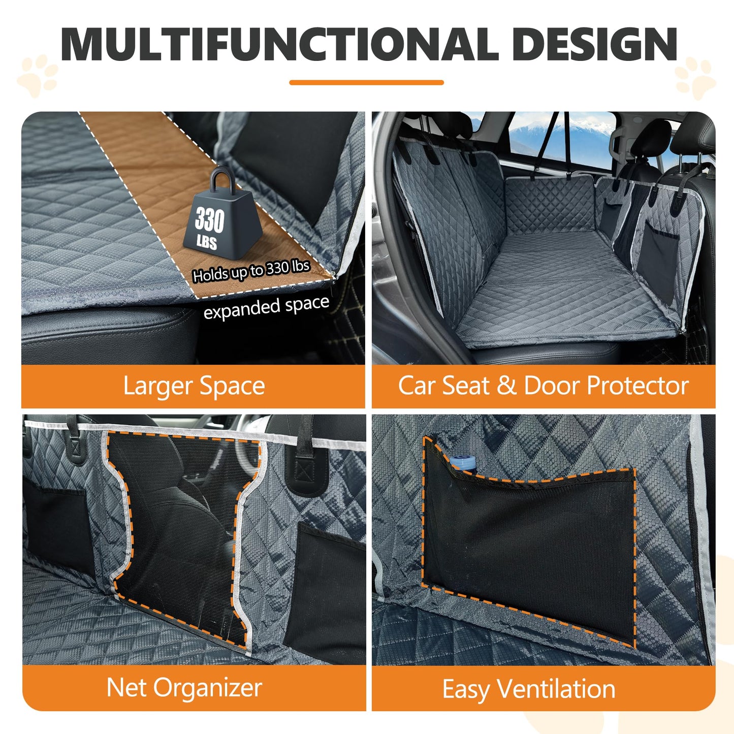 ANOSOSPECIAL Back Seat Extender,Dog Car Seat Cover,Waterproof Pet Hammock Travel Bed,Durable Camping Air Mattress,Non Inflatable Car Bed Mattress Easy Clean for Car SUV Truck (Grey)