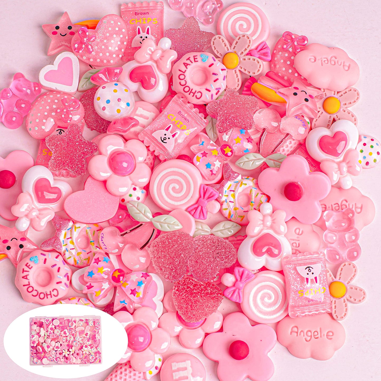 Mixed Slime Charms with Hair Bobby Pins, Kawaii Candy Sweets Lollipop Assorted Flatback Resin Embellishments Supplies for DIY Crafts Scrapbooking Hair Clip Decorations