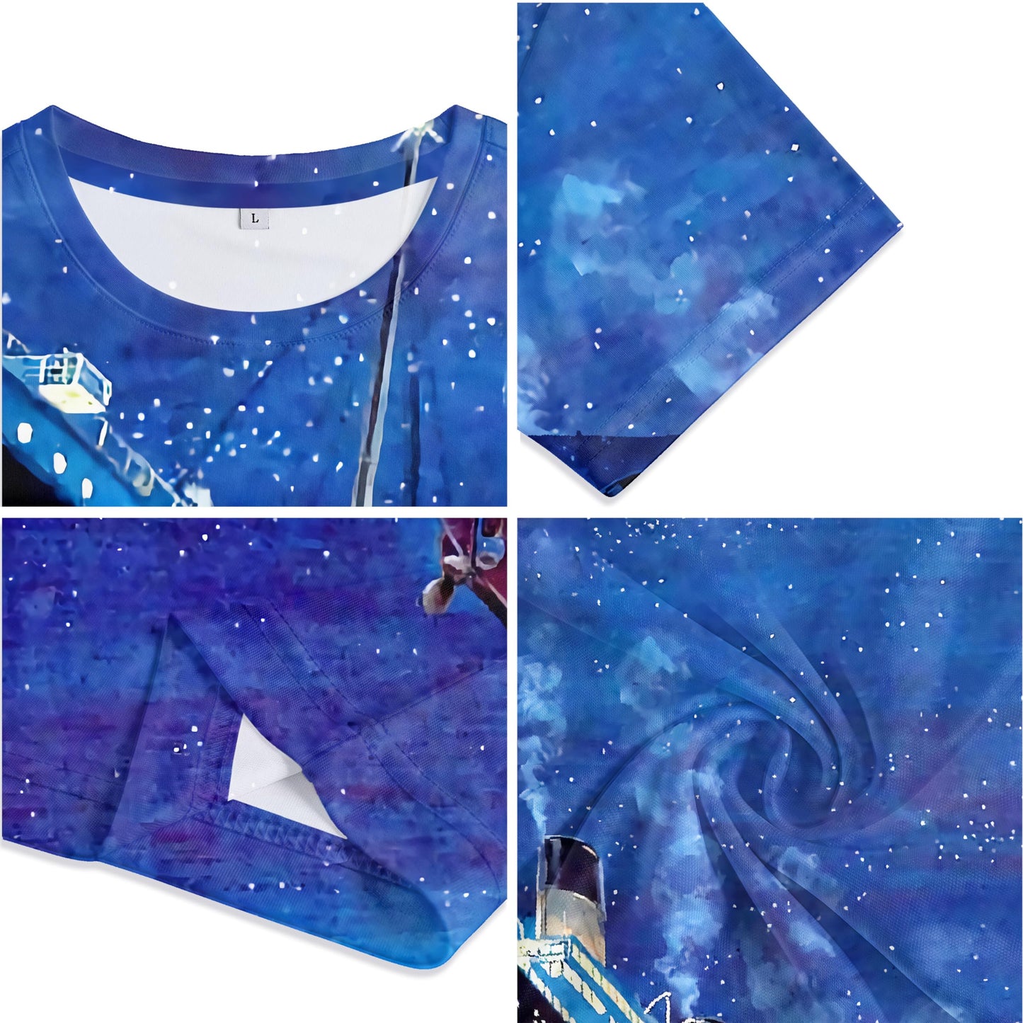 Boys' Nautical Adventure Tee, 3D Graphic Full Print Cruise Ship Crew T-Shirt for Ages 8-16 Teenager Kids, Ideal for Daily Wear and Ocean Themed Party Birthday Short Sleeve Blue Tops XS