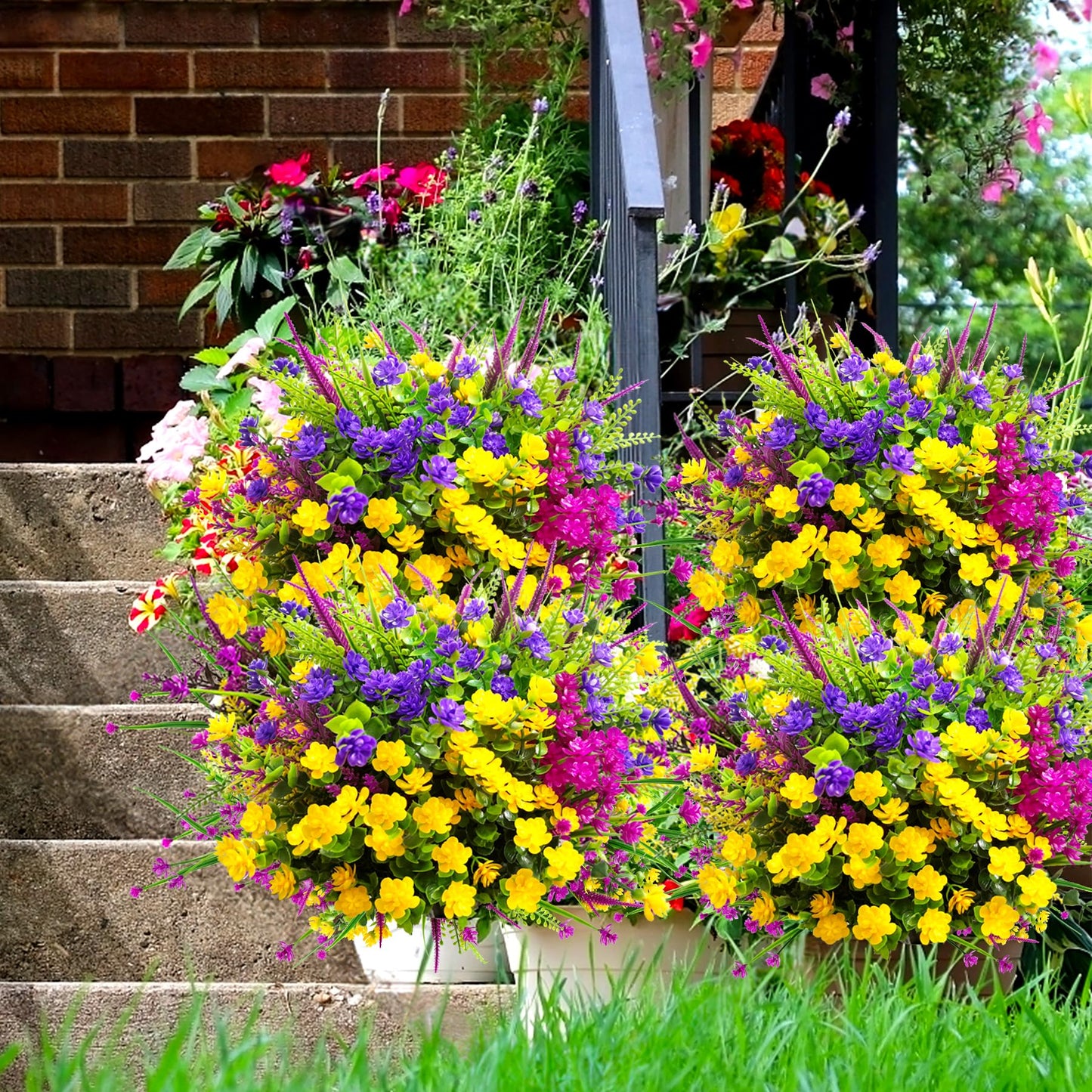 TSTWETO Artificial Flowers for Outdoors, 20 Bundle Artificial Plants Outdoor Fake Flowers UV Resistant, Outdoor Fake Plants Plastic Faux Flowers for Porch Window Box Garden