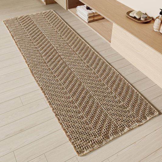 BULULOM Bathroom Runner Rug Super Absorbent Non Slip Long Bath Mat Machine Washable Boho Bathroom Rugs Quick Dry Rug Runners for Hallway Bedroom Laundry Room,Brown, 2'x 6'(24" x 72")