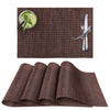 CK Home Vinyl Placemats (18" x 12") Set of 4, Brown Basketweave Table Mats for Indoor or Outdoor, Washable.