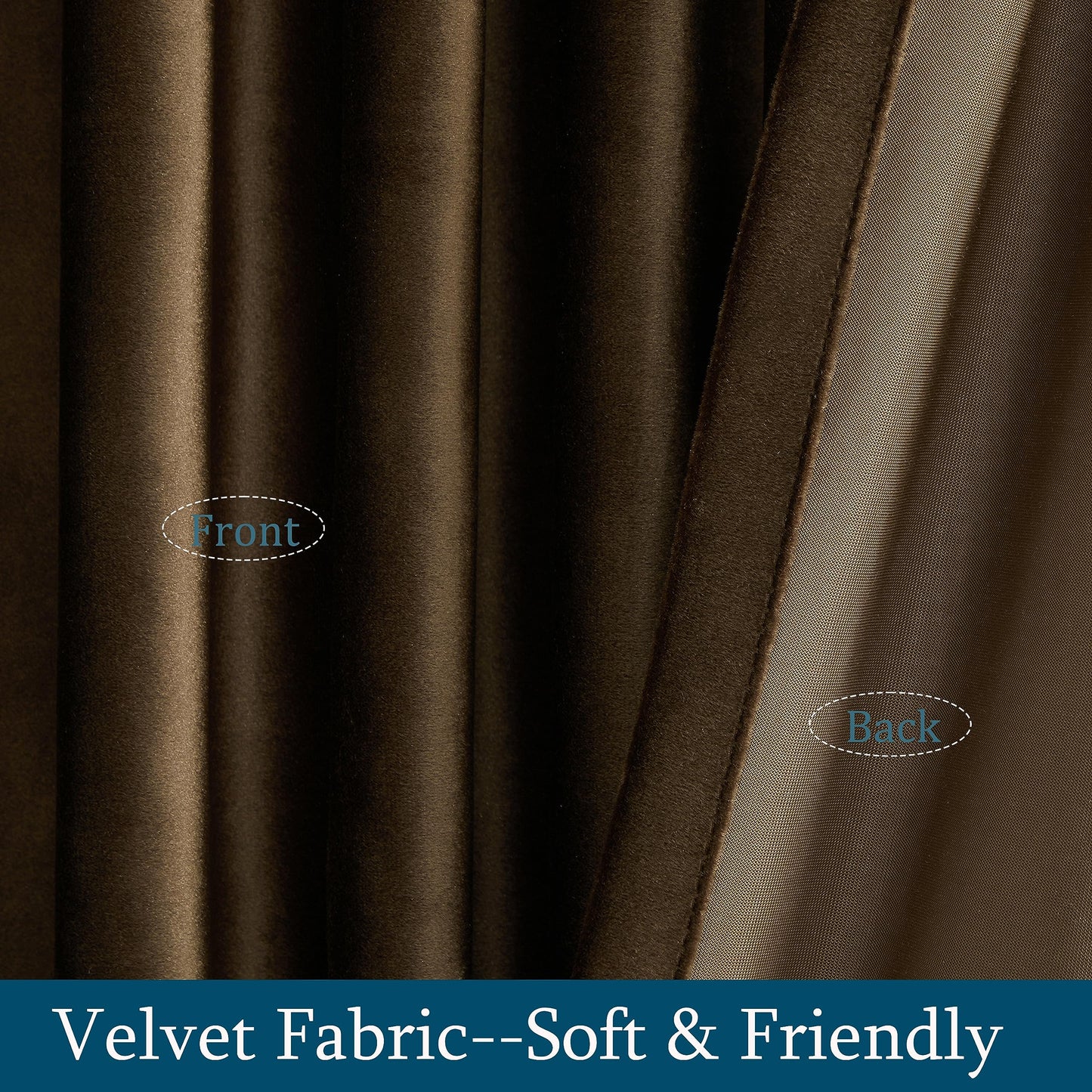 PRIMROSE Brown Velvet Curtains 96 inch Long for Living Room,Set of 2 Panels Blackout Rod Pocket Back Tab Window Treatment Room Darkening Heavy Decorative Curtains Drapes for Bedroom