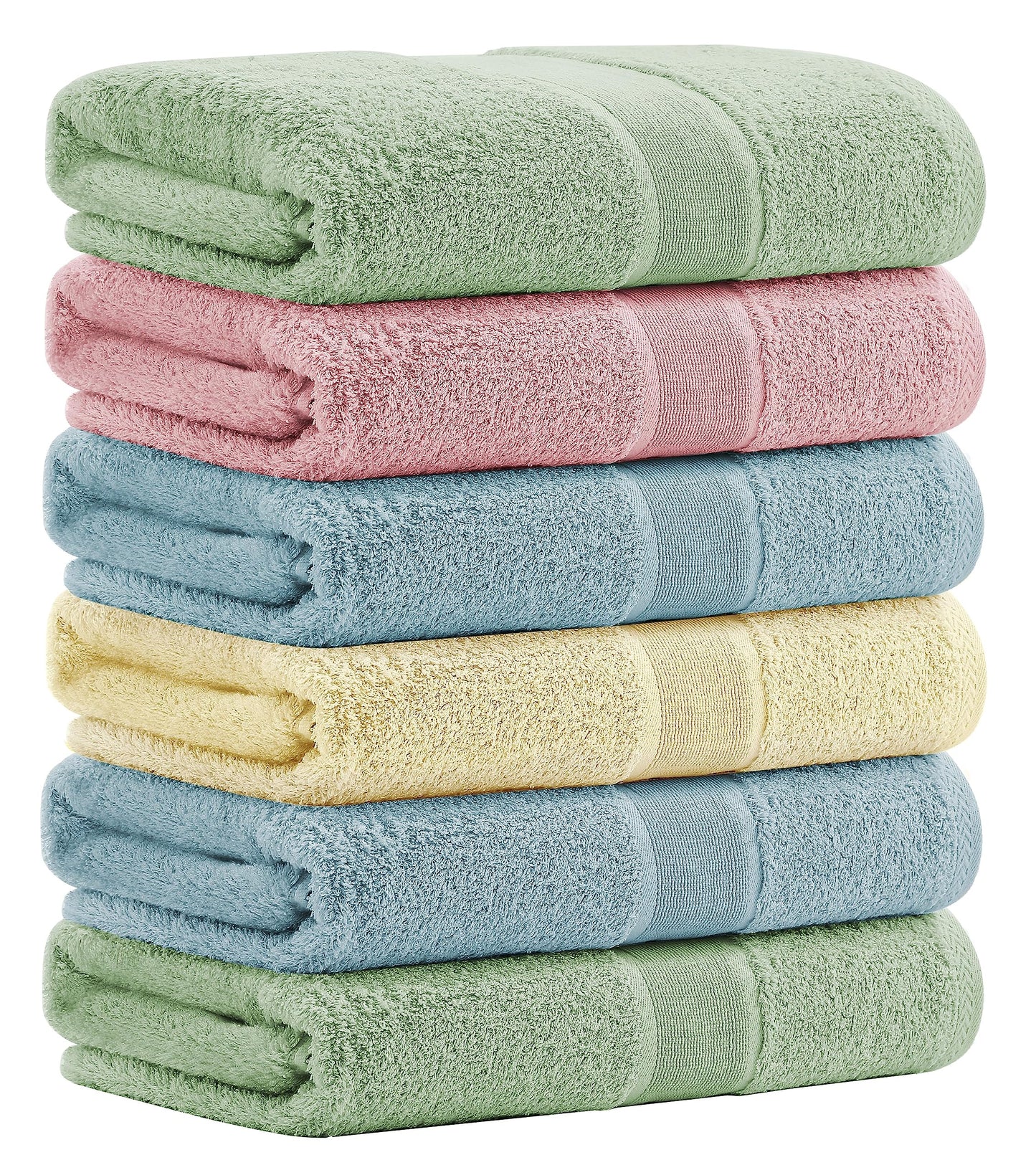 Aibaser Bath Towels, 27x54inch - Natural, Ultra Absorbent Towels for Bathroom, Travel, Gym, Shower and Spa (6 Piece Set)