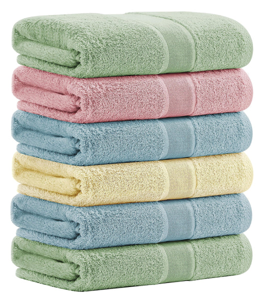 Aibaser Bath Towels, 27x54inch - Natural, Ultra Absorbent Towels for Bathroom, Travel, Gym, Shower and Spa (6 Piece Set)