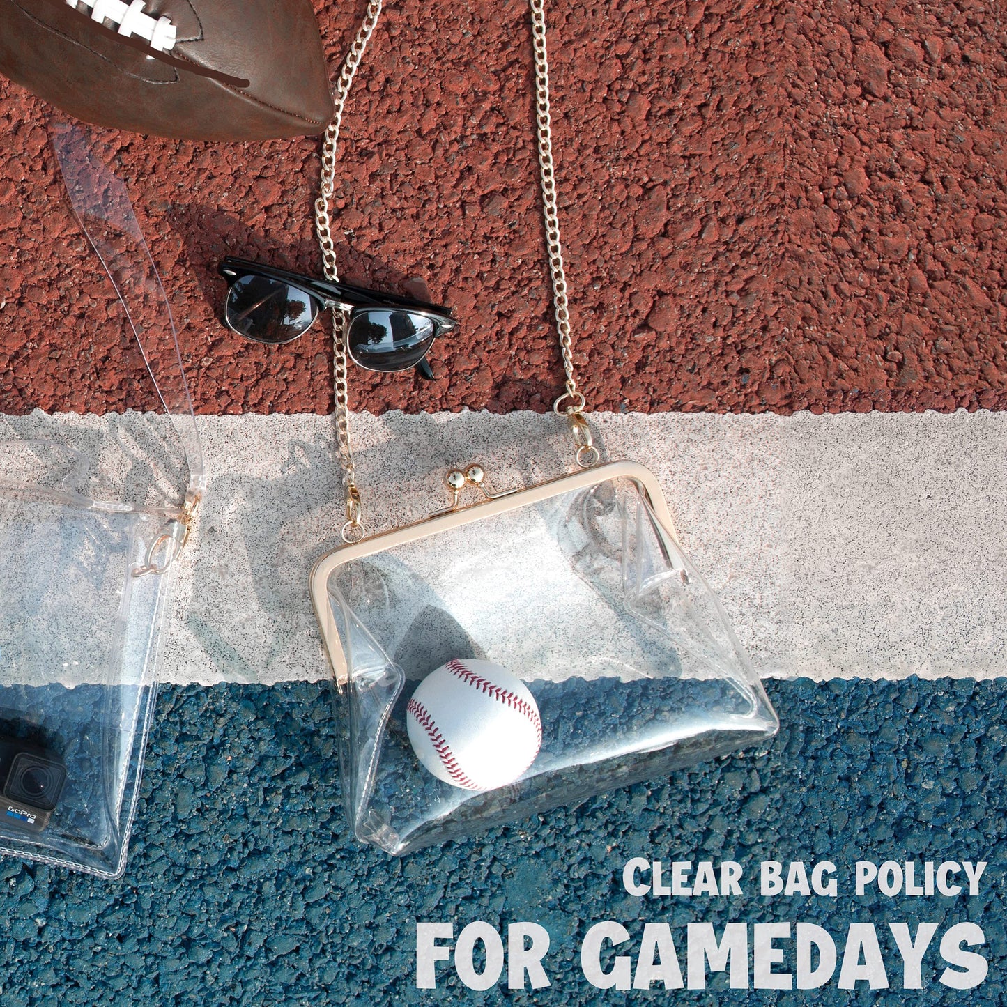 HOXIS Clear Transparent PVC Kiss Lock Chain Cross Body Bag Womens Clutch