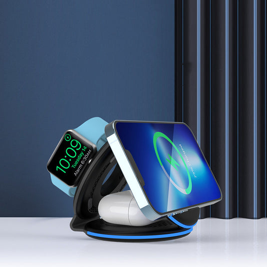 Magnetic Suction Wireless Charging Three In One Folding